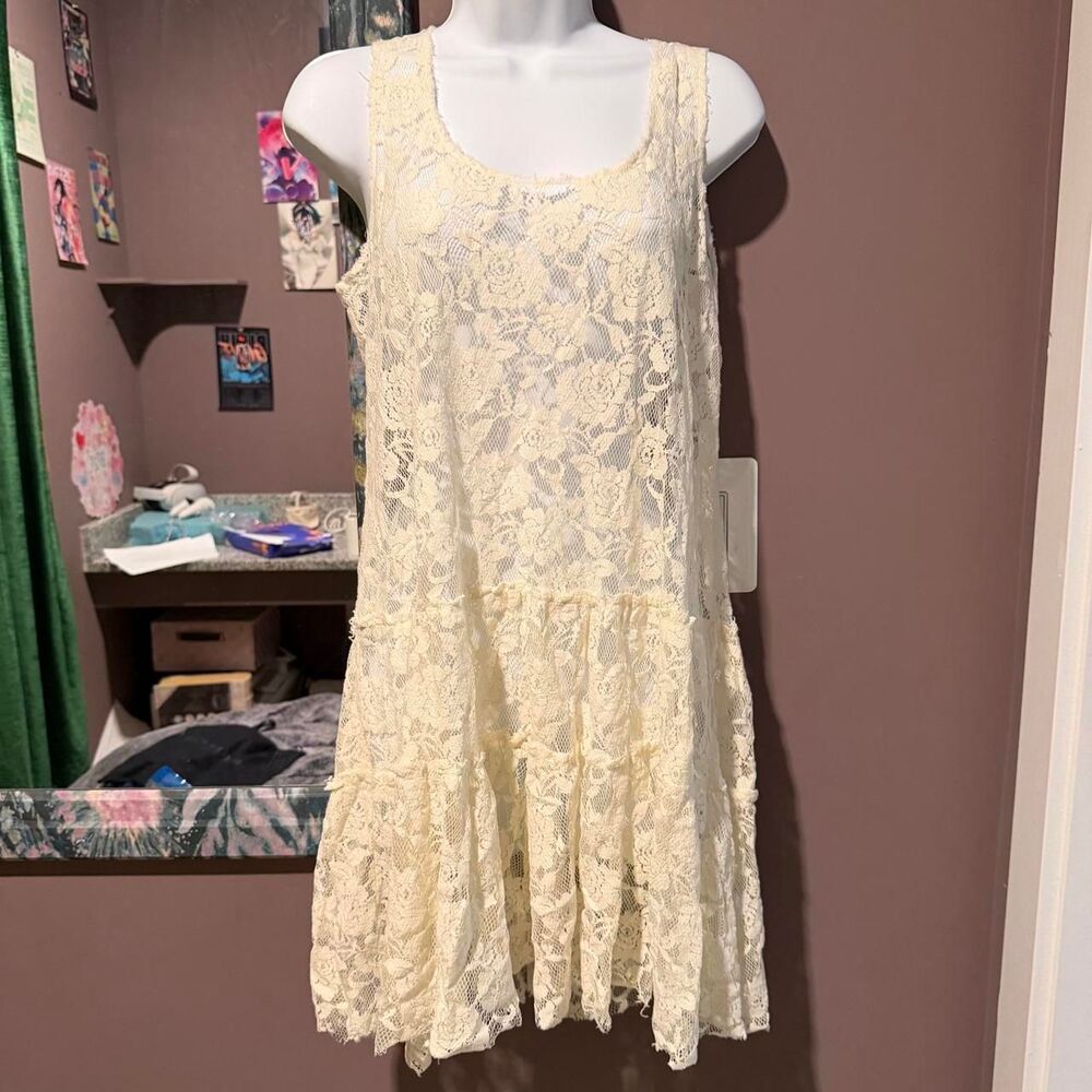 Free-people Women's Cream and Yellow Dress